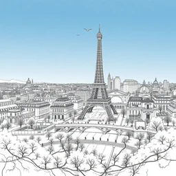 a paris wb landscape drawn by a plotter