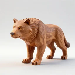 wooden sculpture of wolverine, wide shot, vibrant color details, zbrush, hyper realistic, golden ratio, macro lens, unreal engine, octane render, symmetri
