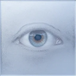 a transparent sheet of intact frosted ice, with a refracted eye behind it, XF IQ4, f/1.4, ISO 200, 1/160s, 8K, RAW, unedited, symmetrical balance, in-frame