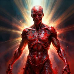 person made of blood, incredible lighting, strong rim light, highly detailed, god rays, digital painting, HDRI, by Alvaro Castagnet, Peter Mohrbacher and Dan Mumford, vivid colors, high contrast, 8k resolution, intricate, photorealistic, smooth