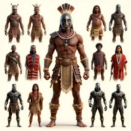 a full body muscular male with an african mask, wearing an african armor, shaman, zulu, hamar, himba, karo, masai, samburu, by alex gray and android jones, karol bak, ilya golitsyn, ayami kojima, amano, black panther, moebius, concept art, character design, fantasy, 3 d, 8 k resolution