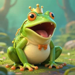 a photo - realistic digital art of a frog prince screaming