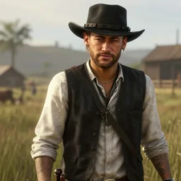 Film still of Neymar, from Red Dead Redemption 2 (2018 video game), trending on artstation, artstationHD, artstationHQ