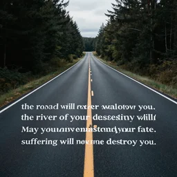 the road will never swallow you. the river of your destiny will always overcome evil. may you understand your fate. suffering will never destroy you, but will make you stronger. success will never confuse you or scatter your spirit, but will make you fly higher into the good sunlight. your life will always surprise you.