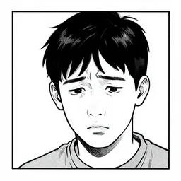 a single sad, fearful guy by daniel clowes, comic, black and white, single panel, close up