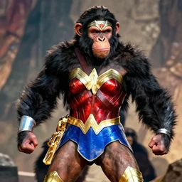 Wonder Woman transformed into a Chimpanzee by Gorilla Grodd