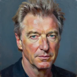 a close - up of a alan rickman. palette knife oil painting on canvas by leonid afremov.