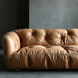 a sofa made with soft, viscous human skin, large visible seams