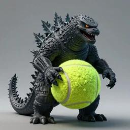 a tennis ball monster, tennis ball, dark, chalky, godzilla, digital art, fantasy, magic, trending on artstation, ultra detailed, professional illustration by Basil Gogos