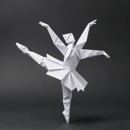 origami ballet dancer in white paper, ultra - detailed 3 d render