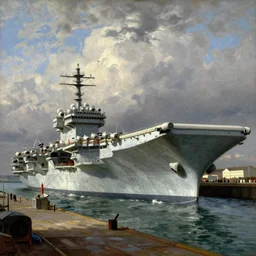 Aircraft carrier docked at the Port of Dover, 18th century oil painting