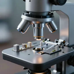microscopic city seen by microscope lens, very detailed