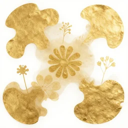 ! dream gold abstract blob shapes and flowers by daniel arsham on a white background