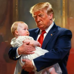 putin giving birth to donald trump highly detailed digital painting by akira toriyama, trending on artstation, epic, volumetric lighting