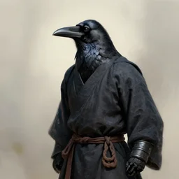 a crow that is a corvid fighter monk, dungeons and dragon, portrait