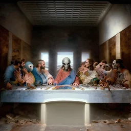three body problem alien, photo - realistic render, movie scene, still photo, the last supper