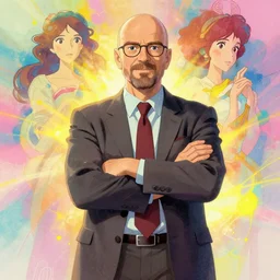 a vibrant emotional animation key shot of saul goodman, studio ghibli, pixar and disney animation, sharp, disney concept art maximalist splatter paint illustration by shinji kimura and alphonse mucha and alena aenami, pastel color palette, bloom!!, dramatic lighting