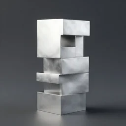 stacked block, contemporary sculpture, minimal, silver steel, trending on behance, keyshot 1 1
