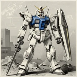 gundam mecha robot megaman, high details, masterpiece engraving by takato yamamoto, gustave dore, jean giraud