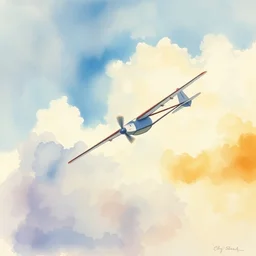 flying airplane, watercolor painting by john singer sargent, beautiful artwork
