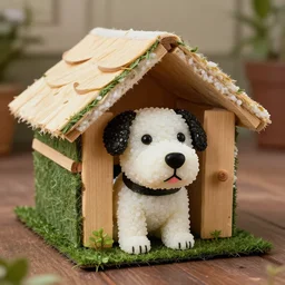 a very high resolution image from a new movie. a dog house made of sushi. photorealistic, photography, directed by wes anderson