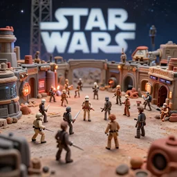 a claymation model of a star wars battlefield