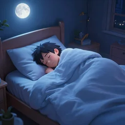 a beautiful 3 d render of a sleeping brain tucked under the covers in a cozy bed in a cozy bedroom at night, lit by moonlight, epic composition, rendered in arnold, by thomas kinkade, raphael lacoste, makoto shinkai, expansive view, rule of thirds golden ratio clean, light effect, 8 k, maya renderer, unreal engine