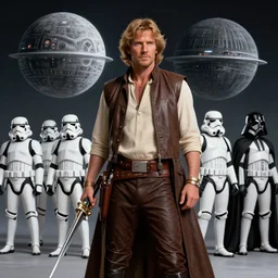 platonic ideal of han solo, nazgul mandelbulb, deathstar, millenium falcon, detailed, stormtroopers, darth vader, action pose, intricate, volumetric lighting, moebius, geof darrow, dan mumford, alphonse mucha, poster,