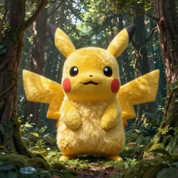 cult worshipping giant pikachu in the woods