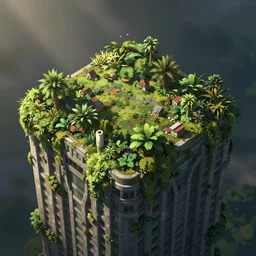 an intricate concept art illustration of an undergrowth top of a building, anime style, global illumination, digital art, photorealistic movie still, style ivan talavera and artgerm, hyper realistic, photorealistic, octane render, trending on artstation, cgsociety, cinematic light, 8 k