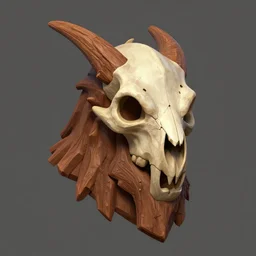 brown wooden festeroot dragonskull treant head, stylized stl, 3 d render, activision blizzard style, hearthstone style, darksiders art style
