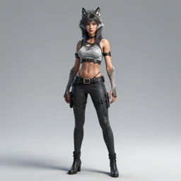 full body of a wolf lady,, octane render