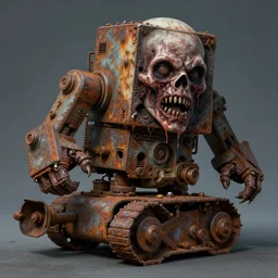 airbrushed terrifying mobile blocky rusted pit machine by peter mohrbacher, donato giancola, geof darrow, alex ross, basil gogos, philippe druillet, fine art masterpiece baked at 3 0 0 f, matte painting, cold lighting, aged with sunlight, award winning horror, photorealistic render, cinematic