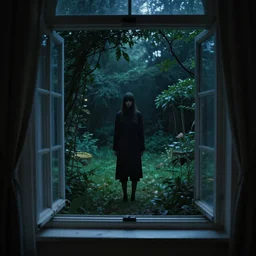 looking out of your window and nightmare fuel standing in your garden at night, photo