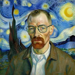 vincent van gogh style painting of hank from breaking bad