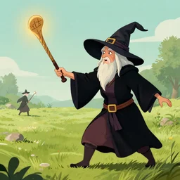 an old witch playing quidditch on a nimbus 2 0 0 0