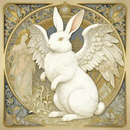 white bunny, intricate, elegant, magical, powerful, art nouveau, baroque style, angelic, enchanted, art by art by artgerm and greg rutkowski and ruan jia and peter polach