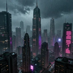 brutalist mega city by arnold bocklin, distopic, megalopolis, megalophobia, neon lights, depressing, rain, raytracing