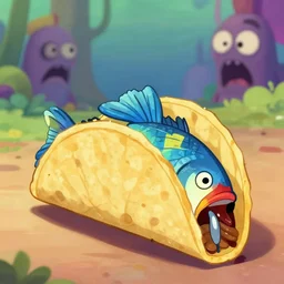 fish in a taco in horror land