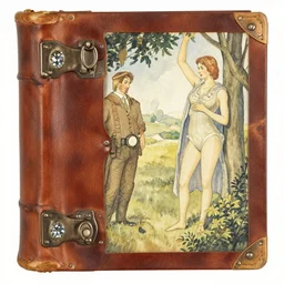 front of a leather bound book with metal latches and crystals art by kay nielsen and walter crane, illustration style, watercolor