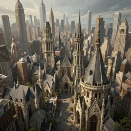 view of downtown new york as a medieval city, digital art, highly detailed, intricate, beautiful, concept art, medieval, trending on artstation
