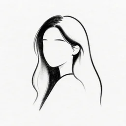beautiful minimalistic oneline drawing of beautiful girl. black and white