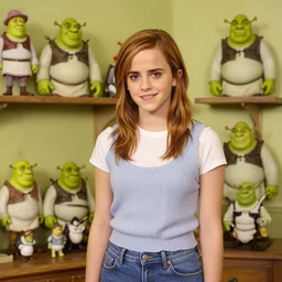 Emma Watson showing off her room full of Shrek memorabilia