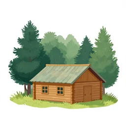 [ a log cabin in the forest ] [ van gogh ] [ flat ]