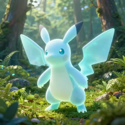 ( pokemon ) creature in a lush alaska vegetation, backlit, bioluminescent translucent : by michal karcz, daniel merriam, victo ngai and guillermo del toro : ornate, dynamic, particulate, intricate, elegant, highly detailed, centered, artstation, smooth, sharp focus, octane render