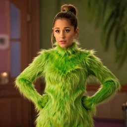 A movie still of Ariana Grande in The Grinch