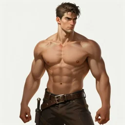 handsome male, muscle, highly detailed, d & d, fantasy, highly detailed, digital painting, trending on artstation, concept art, sharp focus, illustration, global illumination, ray tracing, realistic shaded, art by jeszika le vye