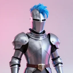 Mister Knight, with sky blue highlight light from the right and pink highlight light from the left with the background of the Marvel logo, professional photography