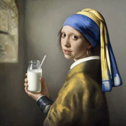 Tifa Lockheart painted as the milkmaid by Johannes Vermeer