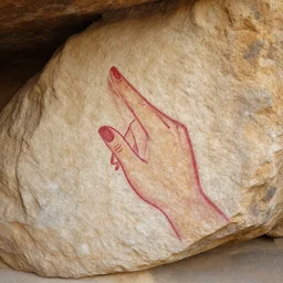 ancient stone cave painting of nail polish advertisement